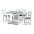 Keezi Kids Table Chair Set 2in1 Activity Storage Bench Grey 4pc