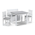 Keezi Kids Table Chair Set 2in1 Activity Storage Bench Grey 4pc