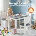 Keezi Kids Table Chair Set 2in1 Activity Storage Bench Grey 4pc