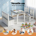 Keezi Kids Table Chair Set 2in1 Activity Storage Bench Grey 4pc