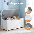 Keezi Kids Table Chair Set 2in1 Activity Storage Bench Grey 4pc