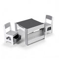 Keezi Kids Table Chair Set 4in1 Activity Desk Blackboard Storage Grey