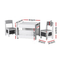 Keezi Kids Table Chair Set 4in1 Activity Desk Blackboard Storage Grey