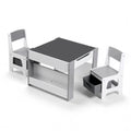 Keezi Kids Table Chair Set 4in1 Activity Desk Blackboard Storage Grey