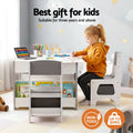 Keezi Kids Table Chair Set 4in1 Activity Desk Blackboard Storage Grey