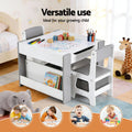 Keezi Kids Table Chair Set 4in1 Activity Desk Blackboard Storage Grey