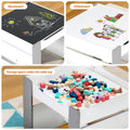 Keezi Kids Table Chair Set 4in1 Activity Desk Blackboard Storage Grey