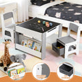 Keezi Kids Table Chair Set 4in1 Activity Desk Blackboard Storage Grey