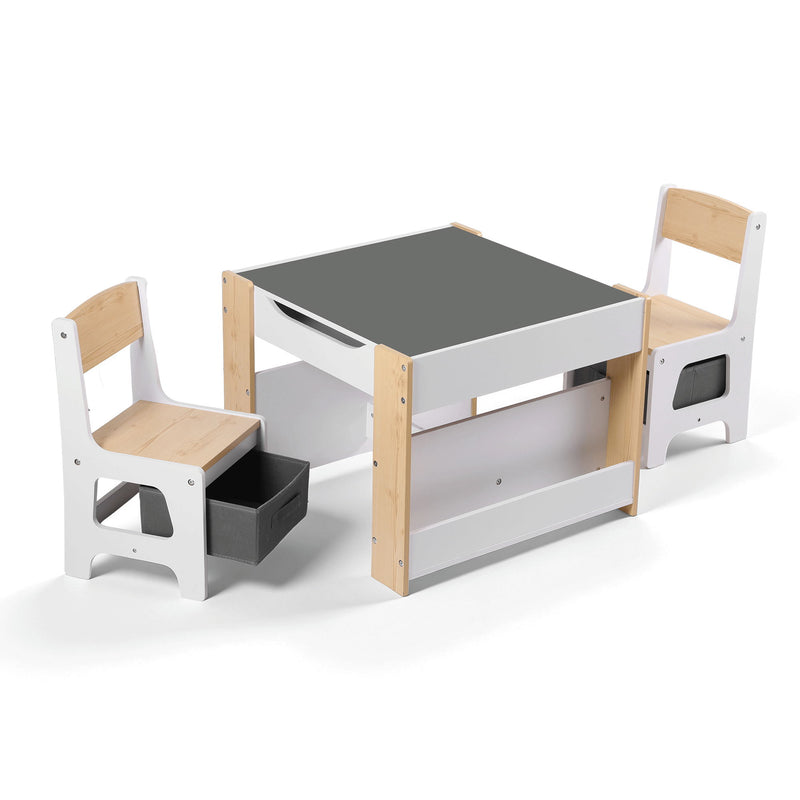 Keezi Kids Table Chair Set 4in1 Wooden Activity Blackboard Storage