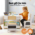 Keezi Kids Table Chair Set 4in1 Wooden Activity Blackboard Storage