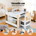 Keezi Kids Table Chair Set 4in1 Wooden Activity Blackboard Storage