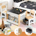 Keezi Kids Table Chair Set 4in1 Wooden Activity Blackboard Storage