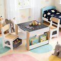 Keezi Kids Table Chair Set 4in1 Wooden Activity Blackboard Storage