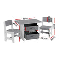 Keezi Kids Table 2 Chairs Wooden Activity Storage Grey Toddler