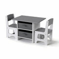 Keezi Kids Table 2 Chairs Wooden Activity Storage Grey Toddler