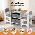 Keezi Kids Table 2 Chairs Wooden Activity Storage Grey Toddler