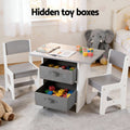 Keezi Kids Table 2 Chairs Wooden Activity Storage Grey Toddler
