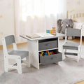 Keezi Kids Table 2 Chairs Wooden Activity Storage Grey Toddler