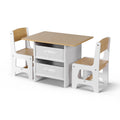Keezi Kids Table 2 Chairs Wooden Activity Storage Drawers Natural
