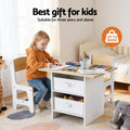 Keezi Kids Table 2 Chairs Wooden Activity Storage Drawers Natural