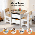 Keezi Kids Table 2 Chairs Wooden Activity Storage Drawers Natural