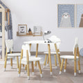 Keezi Kids Table Chairs Set 5pc Children Study Play Desk White