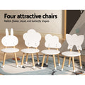 Keezi Kids Table Chairs Set 5pc Children Study Play Desk White