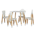 Keezi Kids Table Chairs Set 5pc Children Study Play Desk White
