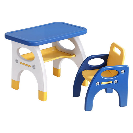 Keezi Kids Table Chair Set HDPE Toddler Blue Yellow