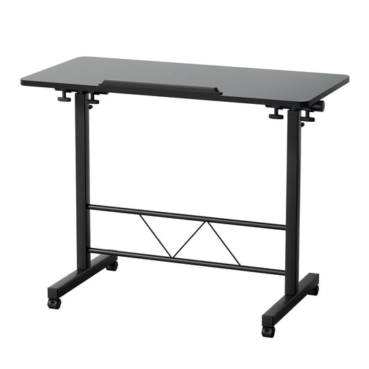 Artiss Height Adjustable Laptop Desk 80CM Black Wooden Bed Side Table