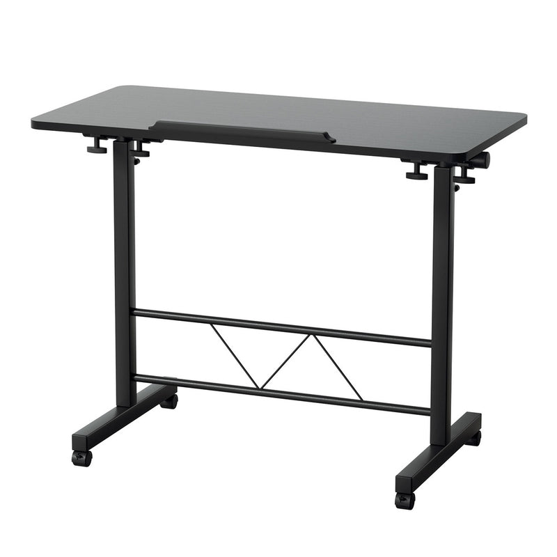 Artiss Height Adjustable Laptop Desk 80CM Black Wooden Bed Side Table