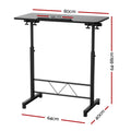 Artiss Height Adjustable Laptop Desk 80CM Black Wooden Bed Side Table