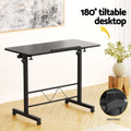 Artiss Height Adjustable Laptop Desk 80CM Black Wooden Bed Side Table