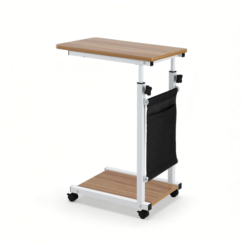 Artiss Height Adjustable Laptop Desk 48cm Mobile Workstation Oak