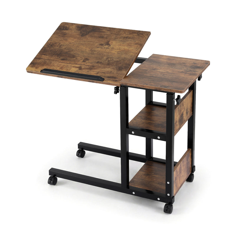 Artiss 3 Tier Mobile Laptop Desk Tiltable Wheels Adjustable