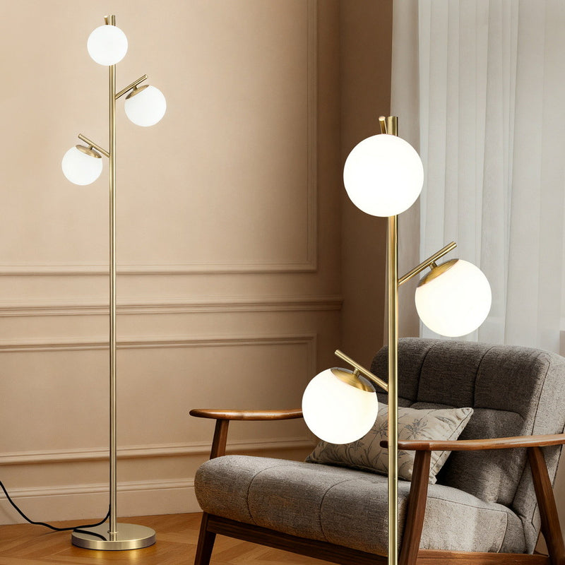Artiss 3-Light Tree Floor Lamp 165cm Glass Shades Black