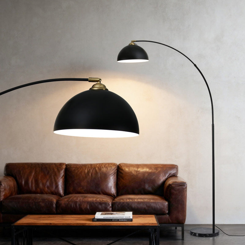 Artiss Arched Floor Lamp Black Marble Base Heavy-Duty Stand