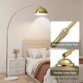Artiss Arched Floor Lamp Gold Brass Marble Base Standing
