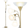 Artiss Gold Floor Lamp with Reading Light | Mother and Child Standing Lamp with 360 Flexible Gooseneck, Individual Switch & Plate Shade, E27 & E14 Bulb (Not Included) Home Living Room Office Reading