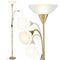 Artiss Gold Floor Lamp with Reading Light | Mother and Child Standing Lamp with 360 Flexible Gooseneck, Individual Switch & Plate Shade, E27 & E14 Bulb (Not Included) Home Living Room Office Reading
