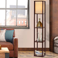 Artiss LED Floor Lamp 3 Tier Shelf Storage Vintage Brown Stand