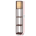 Artiss LED Floor Lamp 3 Tier Shelf Storage Vintage Brown Stand