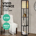 Artiss 3 Tier Floor Lamp Shelf Storage LED Light Stand Black