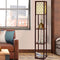 Artiss 3 Tier Floor Lamp Shelf Storage LED Light Stand Brown