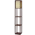 Artiss 3 Tier Floor Lamp Shelf Storage LED Light Stand Brown