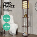 Artiss 3 Tier Floor Lamp Shelf Storage LED Light Stand Brown