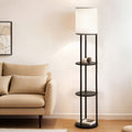 Artiss 3 Tier Shelf LED Floor Lamp Storage Stand Vintage Round