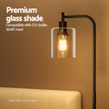 Artiss Floor Lamp Black Glass Shade Modern Reading Light Stand
