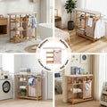 Artiss Bamboo Laundry Basket Hamper Ironing Board Combo