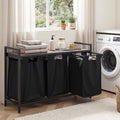 Artiss Laundry Basket 3 Pull-out Bags Metal Frame Black